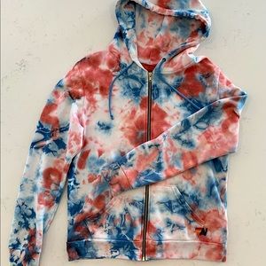 Aviator Nation red white blue tie die hoodie UNISEX SIZING